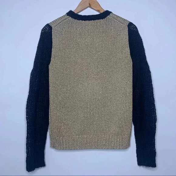 MICHAEL Michael Kors Gold Metallic Knit Sweater with Alpaca Blend Sleeve Size S - Picture 5 of 8